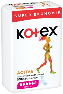 KOTEX ACTIVE QUADRO UZUN (16X12) resmi
