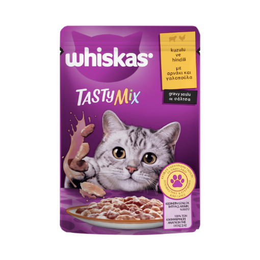WHİSKAS TASTY MİX KUZULU VE HİN 85G*28 resmi