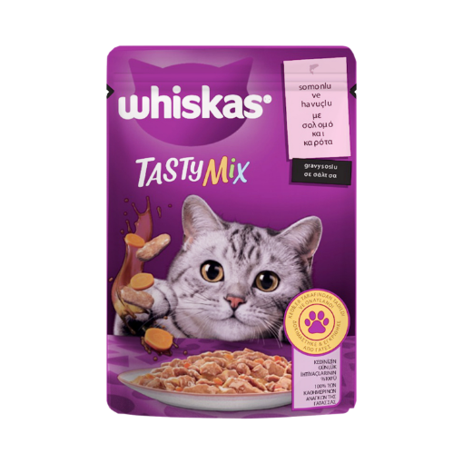 WHİSKAS TASTY MİX SOMONLU VE HAVUÇLU POŞ resmi